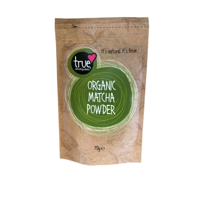 True Natural Goodness organic matcha powder in a 70g pouch.