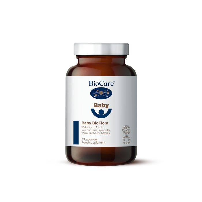 BioCare Baby BioFlora powder supplement with 10 billion live bacteria.