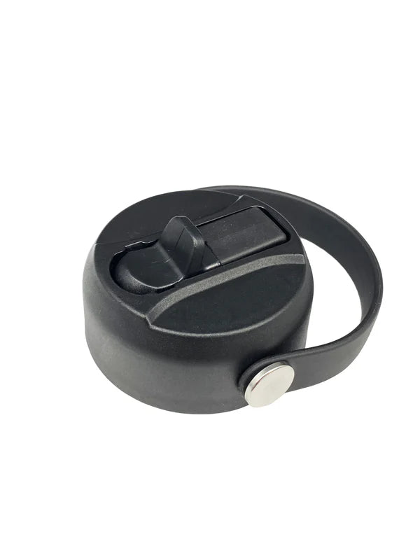 "Black Adventure sports lid featuring a convenient flip-top spout and a sturdy carry loop."