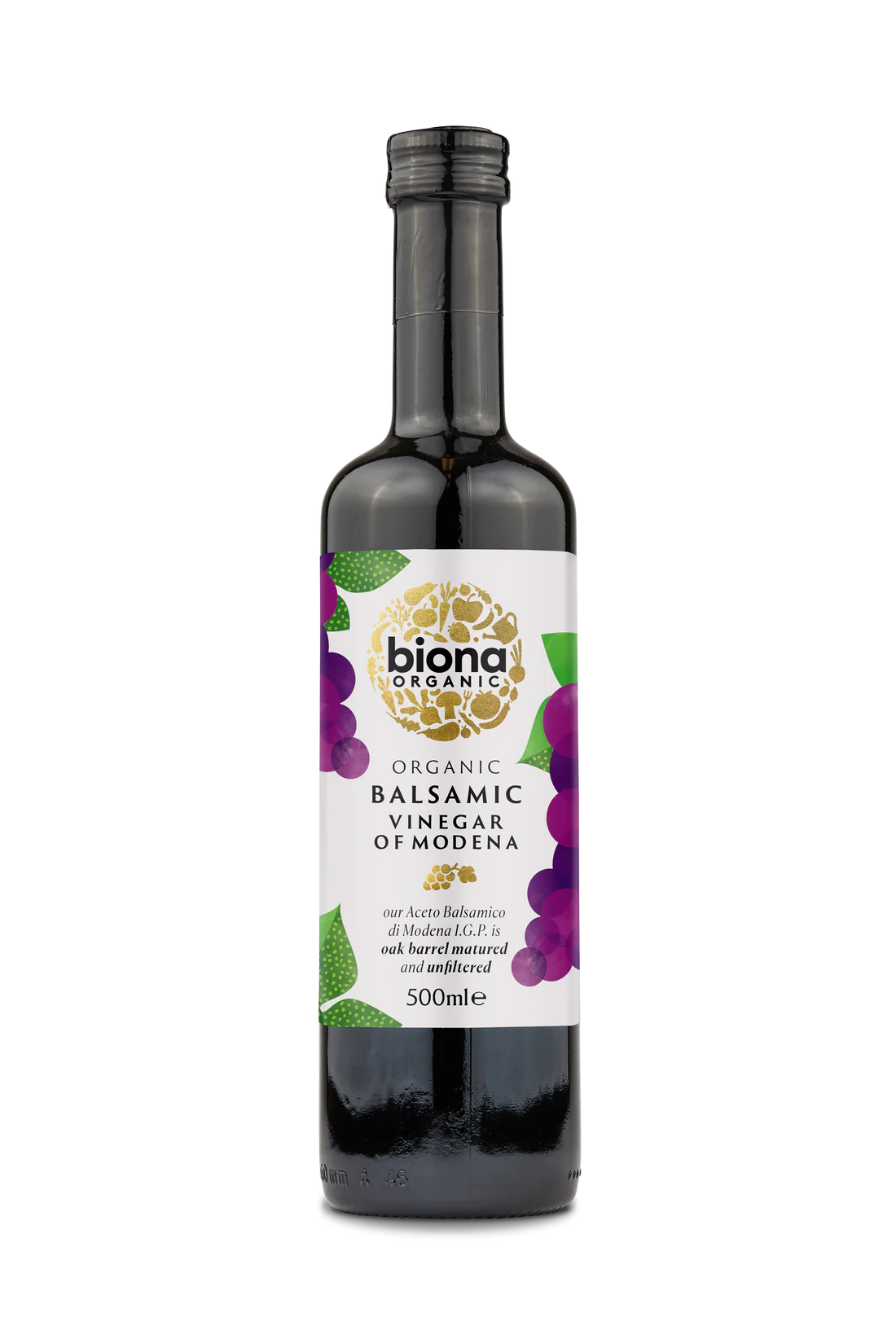 Biona Organic Balsamic Vinegar of Modena, 500ml oak barrel matured bottle.