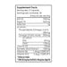 Product label with text and a barcode on a white background