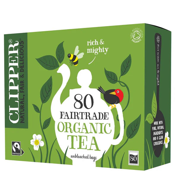 Clipper Organic and Fairtrade Everyday Tea 80 unbleached bags for natural energy and ethical wellness.