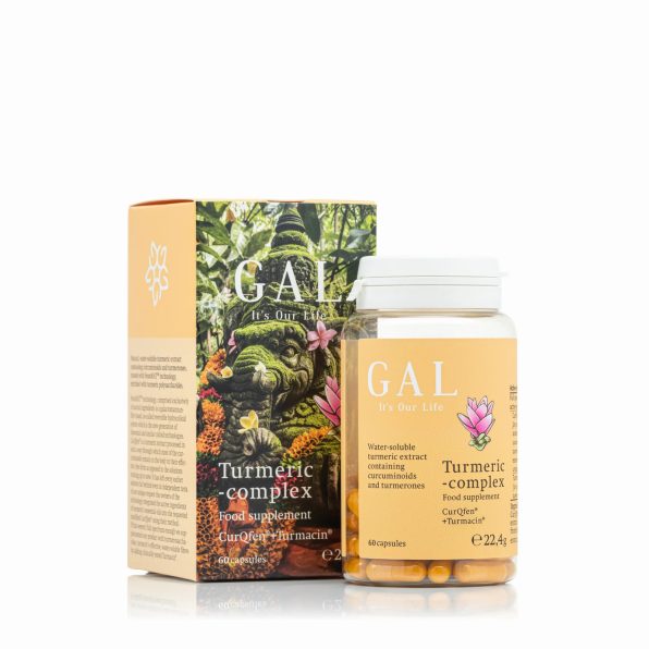 GAL Turmeric Complex capsules with curcumin for joint support, inflammation relief, and immune health.