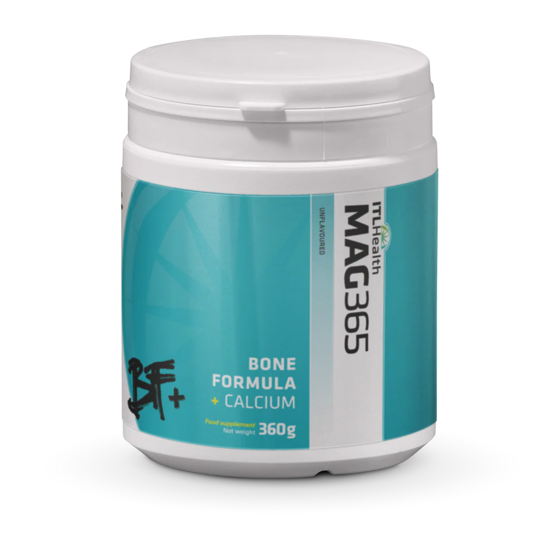 MAG365 BF Plus Calcium ionic magnesium powder with vitamins D3 and K2 for bone health, immune support, and stress relief.