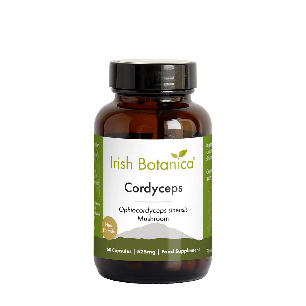 Irish Botanica Cordyceps 525mg Ophiocordyceps sinensis mushroom 60 capsules.