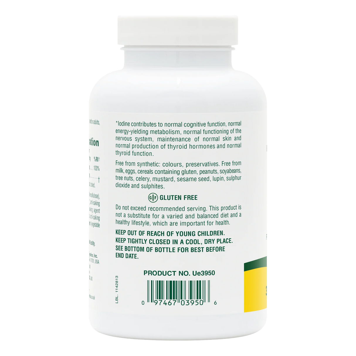 Nutrition Information label for NaturesPlus Say Yes to Dairy with French vanilla flavor, showing a serving size of 1 or 2 chewable tablets with up to 60mg of Lactase Enzyme.