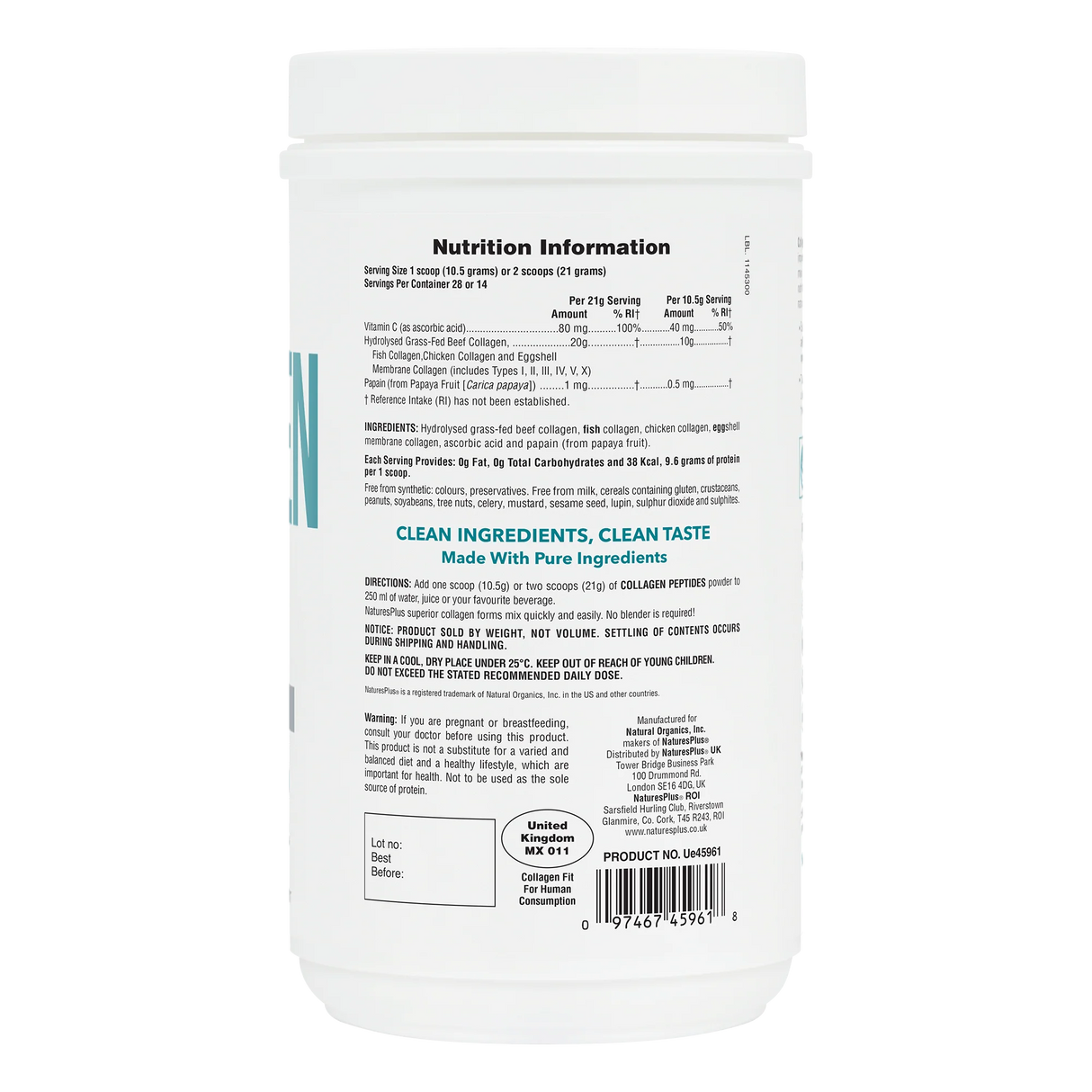 Natures Plus Collagen Peptides Powder 294g