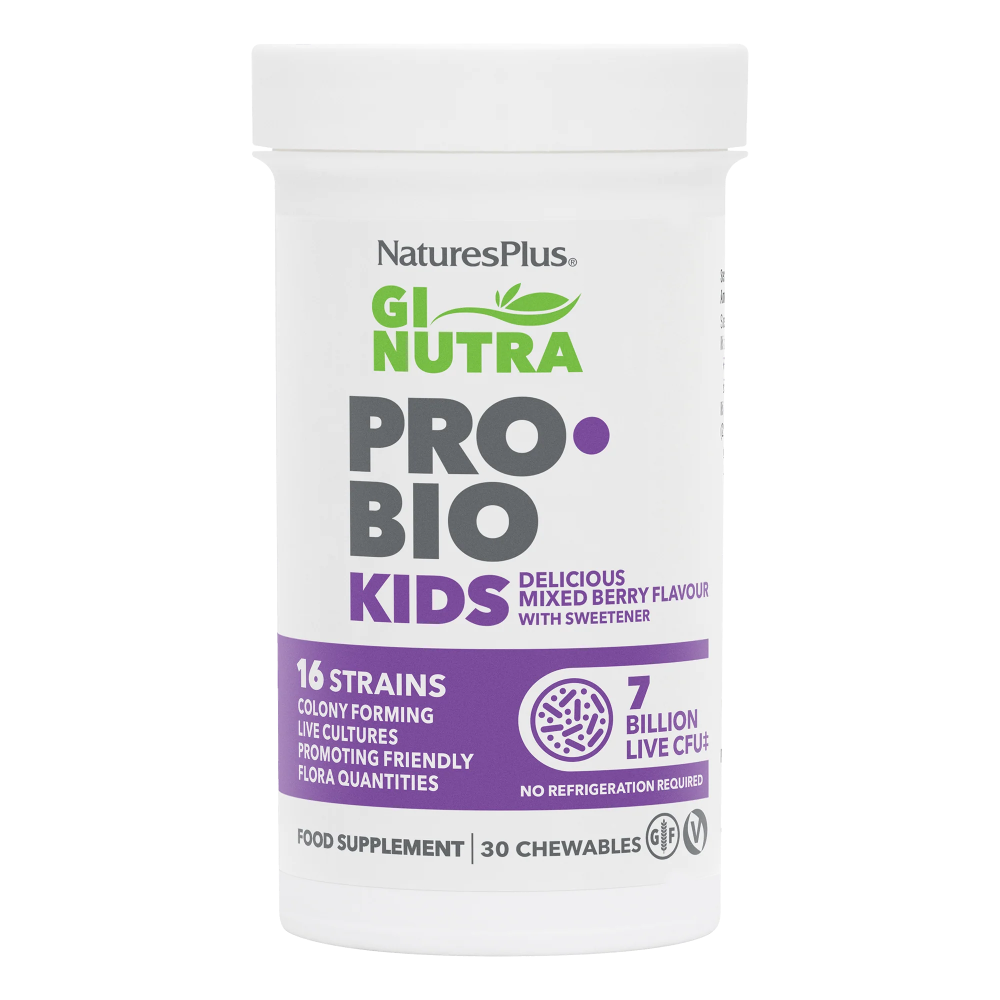NaturesPlus Pro Bio Kids probiotic supplement container on a white background