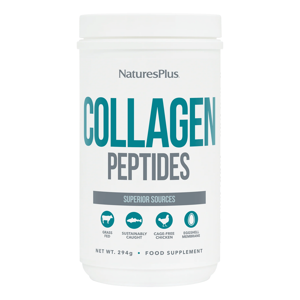 NaturesPlus Collagen Peptides container on a white background
