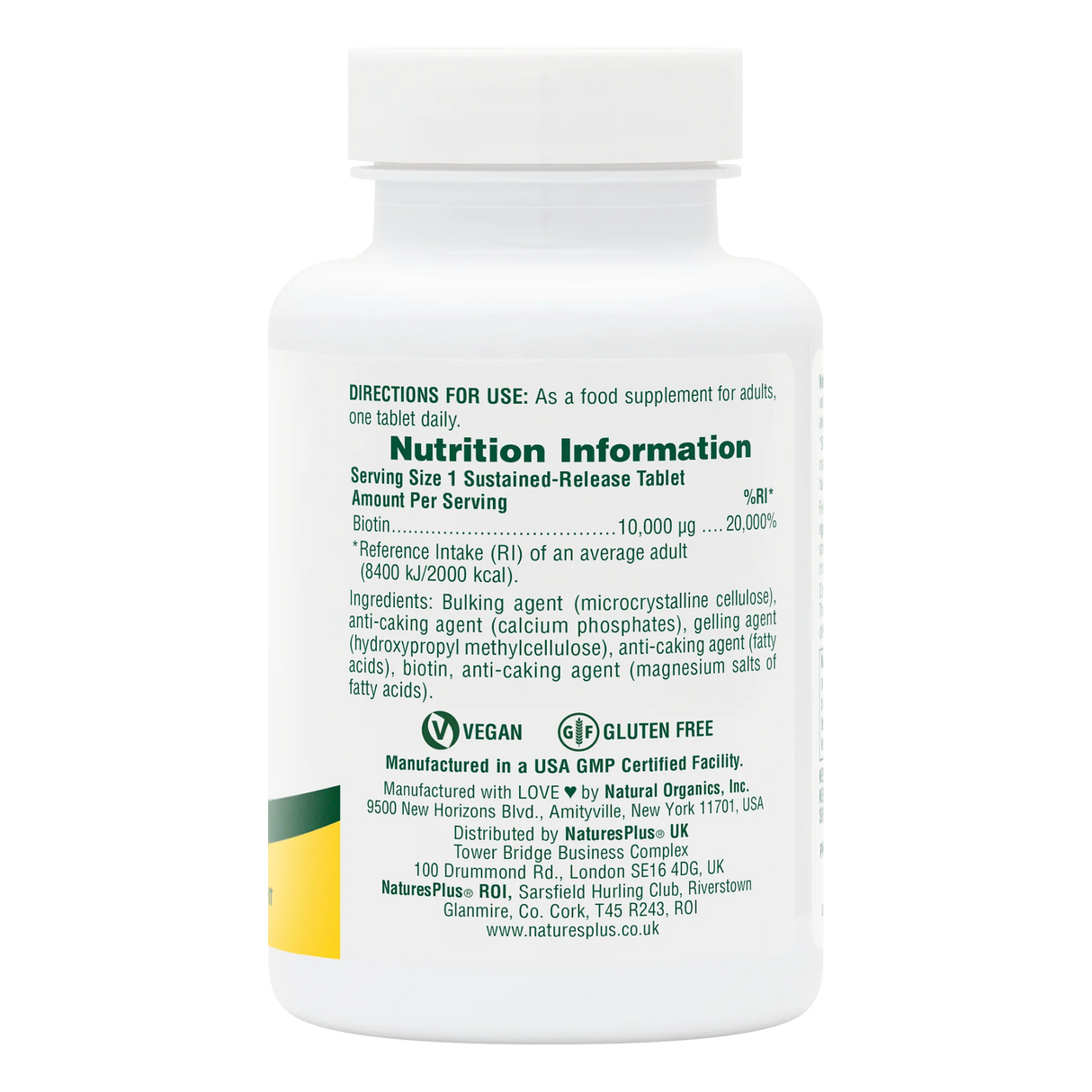 Natures Plus Biotin 10,000mcg – 90 Tablets