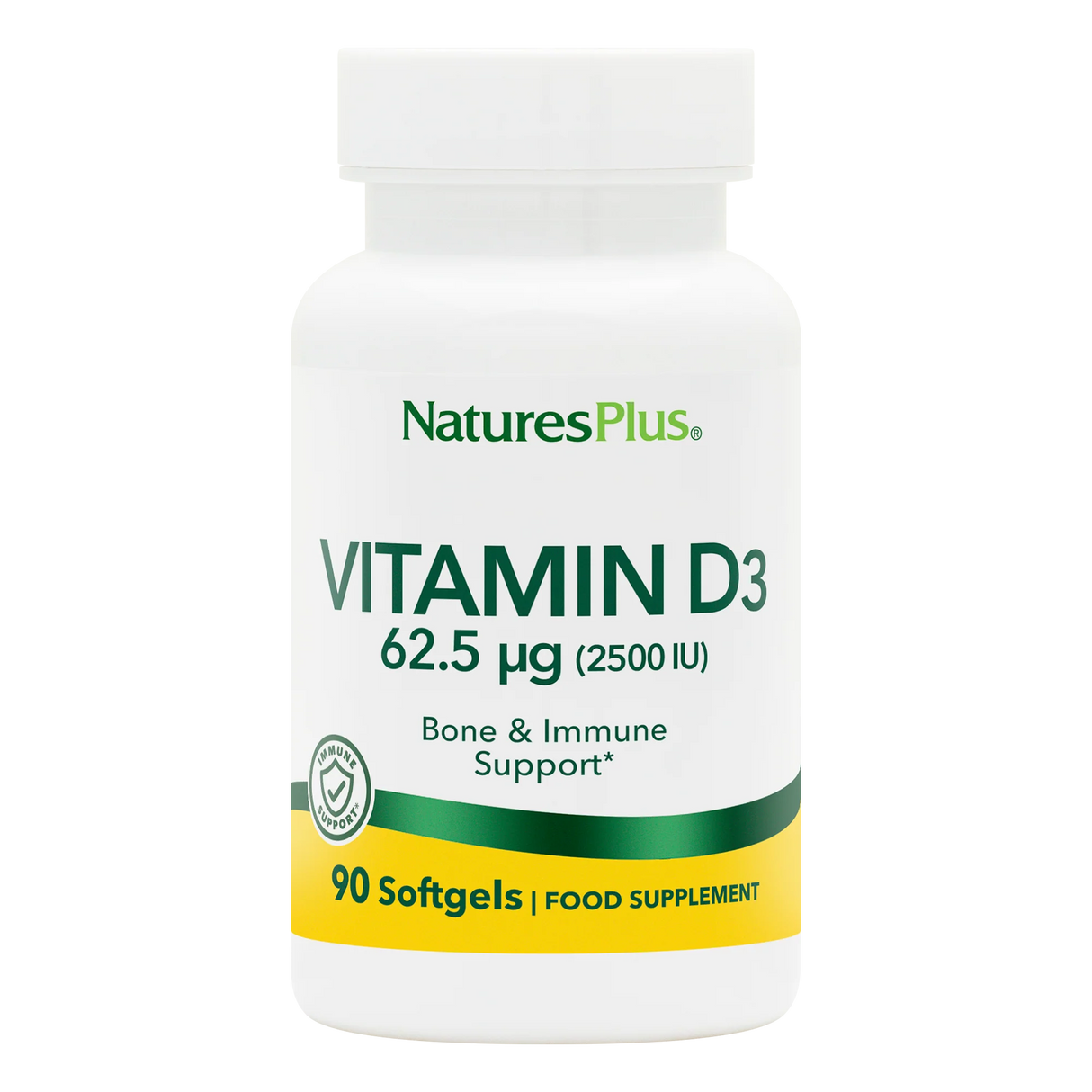 NaturesPlus Vitamin D3 supplement bottle on a white background