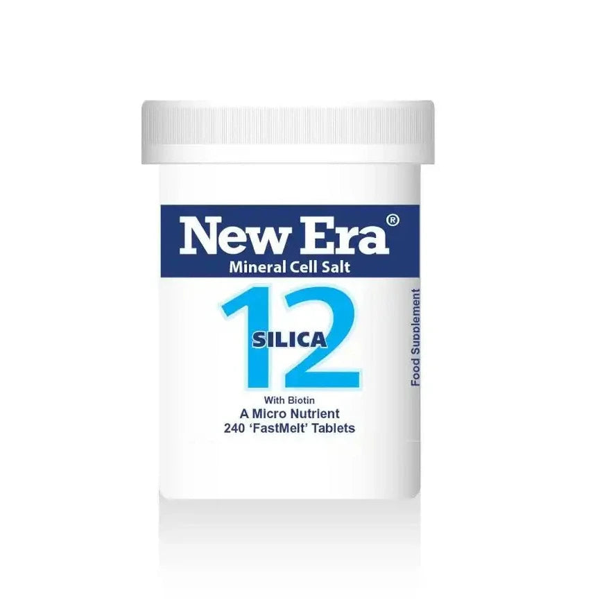 New Era Mineral Cell Salt Number 12 Silica tablets with Biotin micronutrients.
