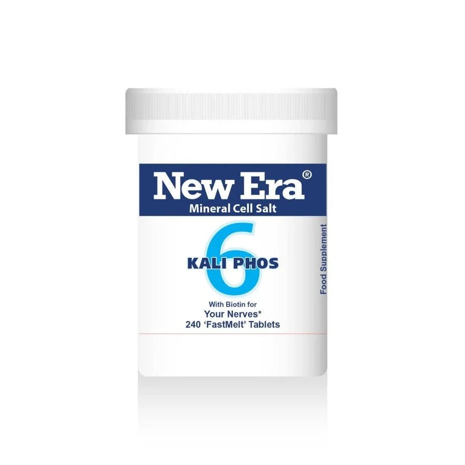 New Era Mineral Cell Salt Number 6 Kali Phos tablets for your nerves.