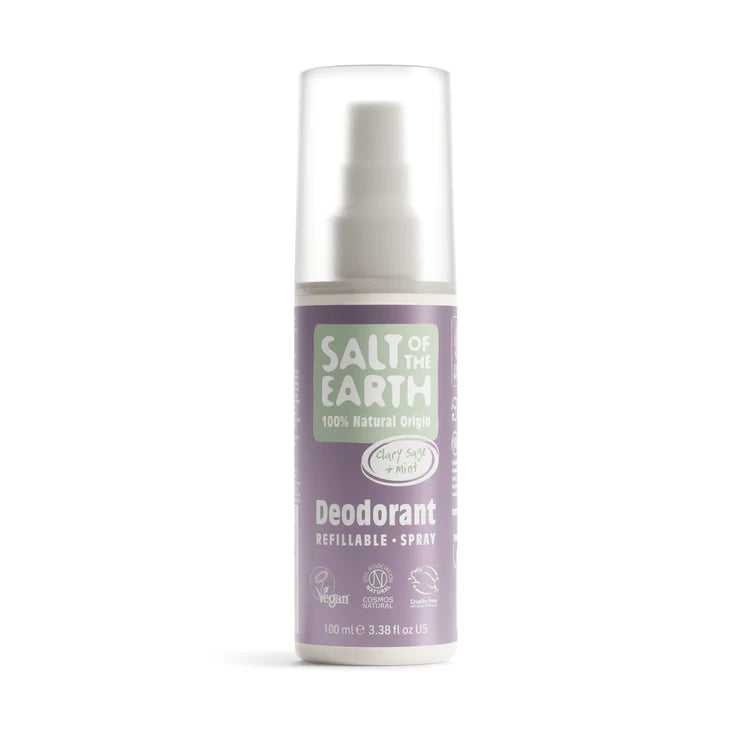 Salt of the Earth natural refillable deodorant spray in Oud & Bergamot.