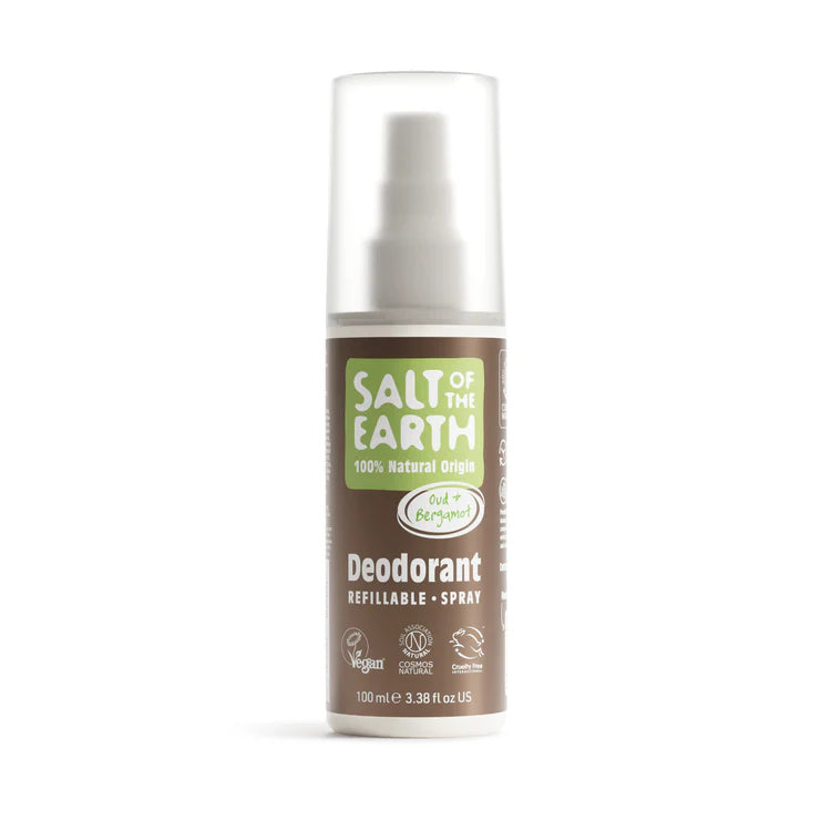 Salt of the Earth natural deodorant spray in Oud & Bergamot.