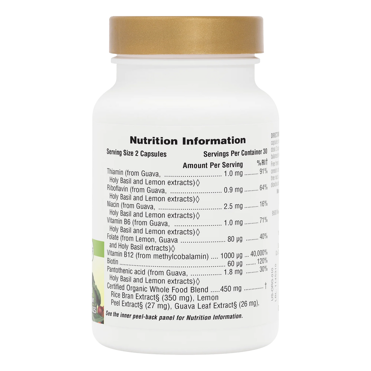 Front of NaturesPlus Source of Life Garden Vitamin B12 supplement bottle, certified USDA Organic and Whole Food Grown.