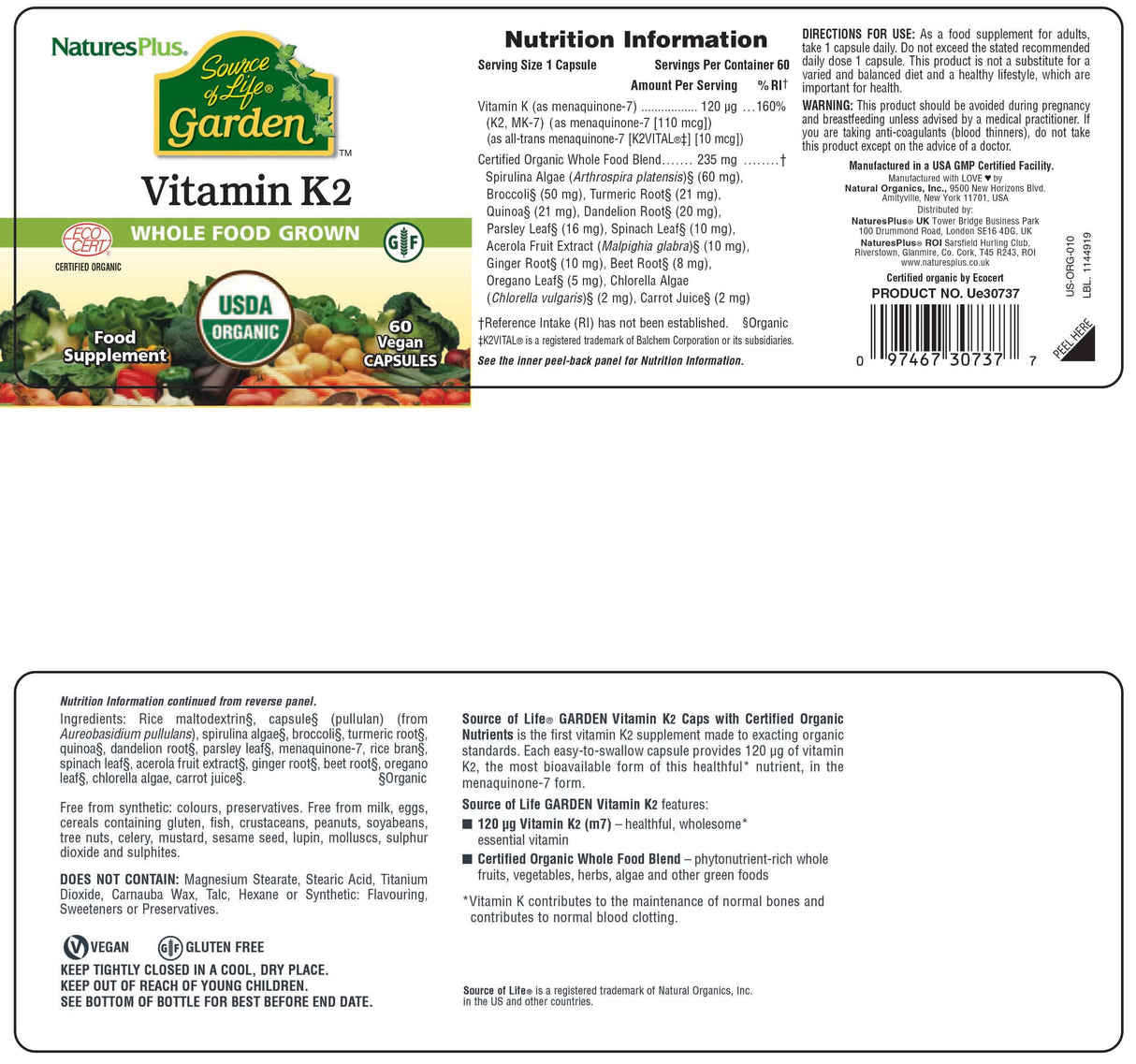 Source of Life® Garden Vitamin K2 120 mcg Capsules