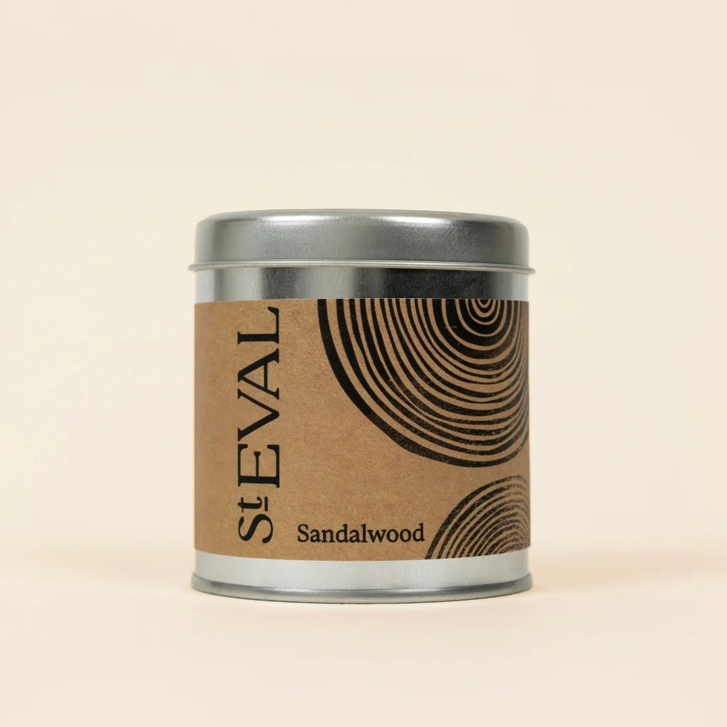 St. Eval Sandalwood scented tin candle.