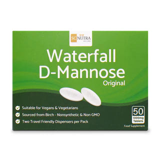 A box of SC Nutra Waterfall D-Mannose Original tablets.
