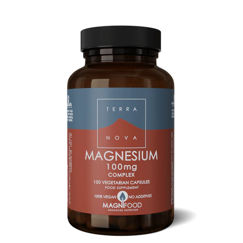 Terranova CoQ10 Magnesium and Hawthorn Complex vegan capsules for heart health and energy support.