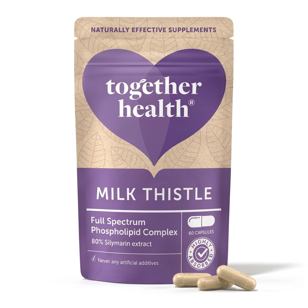 Together Health Milk Thistle supplement pouch with capsules.