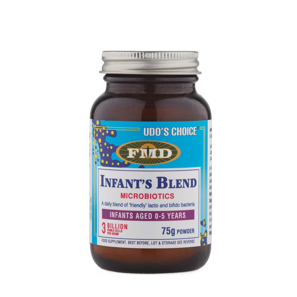 Udo’s Choice Infant’s Blend Microbiotic powder for baby digestive health and immune support 75g.