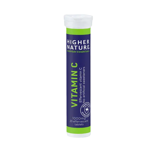 Higher Nature 1000mg Vitamin C, 20 effervescent immune support tablets.
