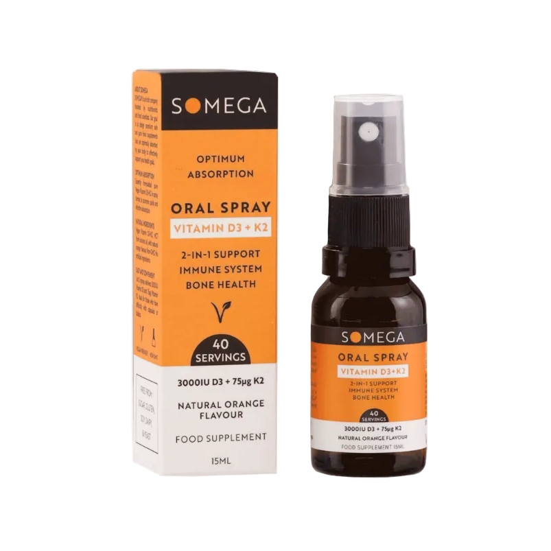 GoSome Vitamin D3 and K2 oral spray for bone strength and immune support 30ml bottle.