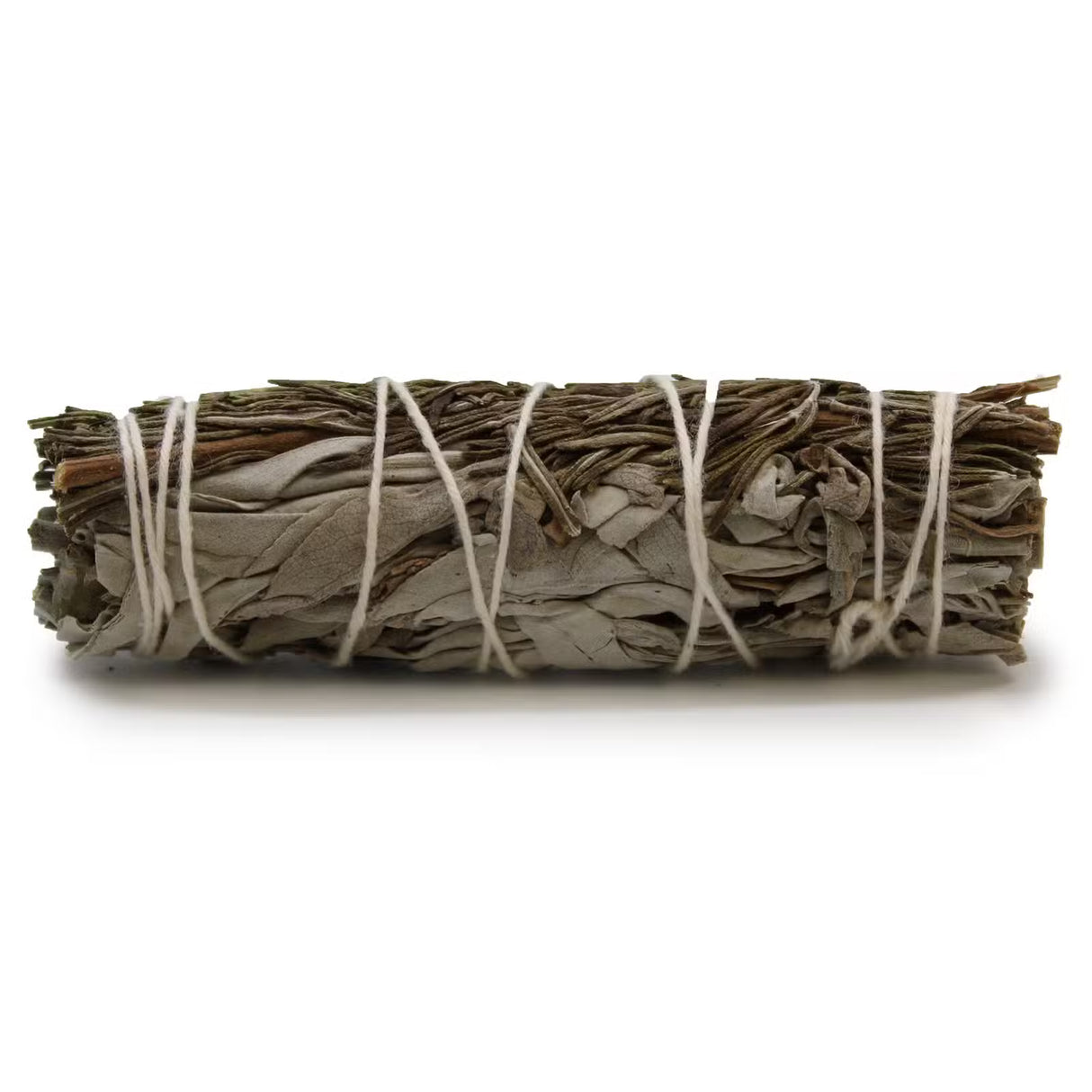 "A hand-tied sage and rosemary cleansing bundle, secured with natural cotton twine."