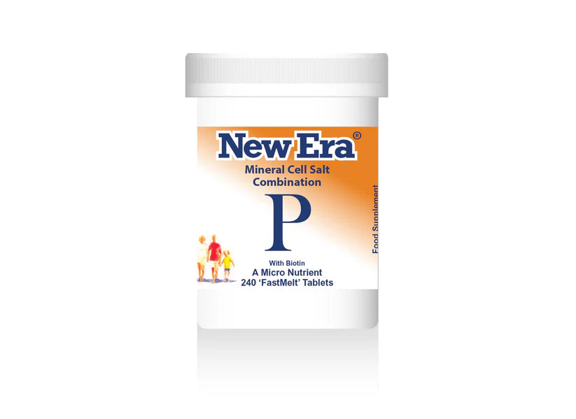 New Era Mineral Cell Salt Combination P with Biotin, 240 FastMelt tablets bottle food supplement.