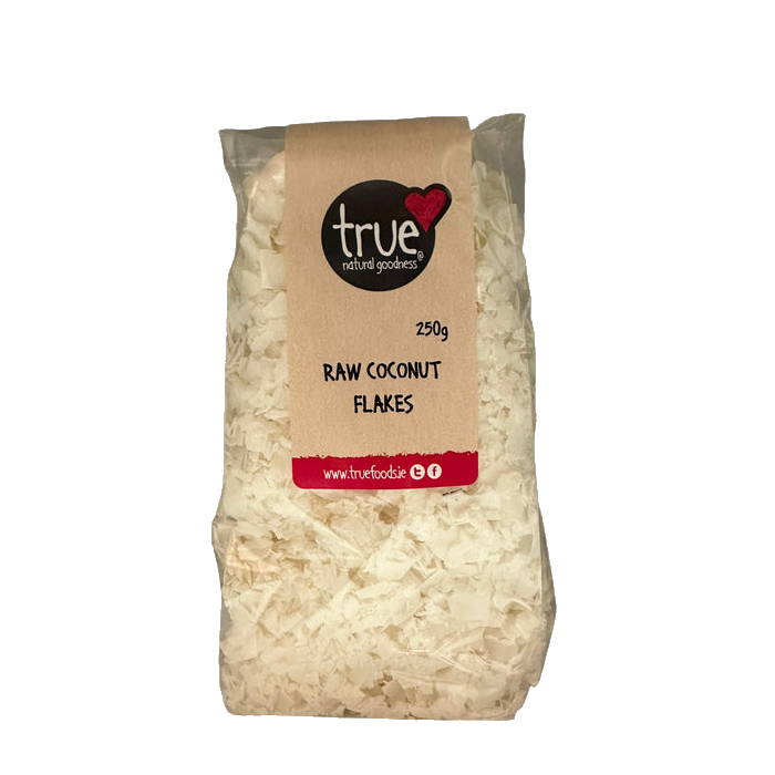 True Natural Goodness Raw Coconut Flakes, 250g pack of versatile, natural coconut flakes.