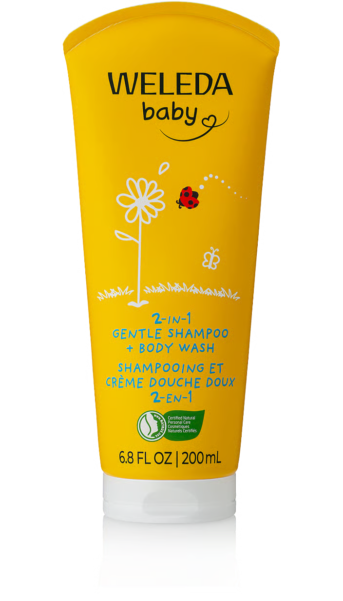 Weleda Baby gentle 2-in-1 shampoo and body wash for children.