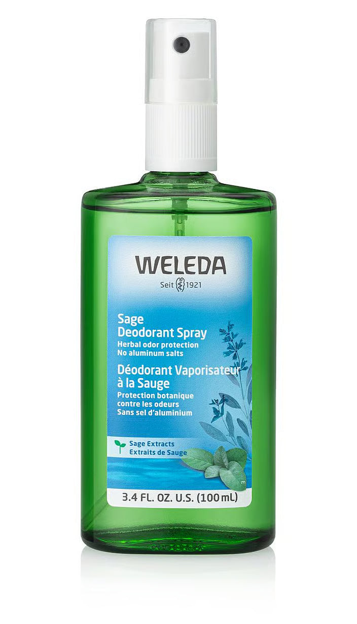 Weleda Sage deodorant spray with herbal odor protection without aluminum.