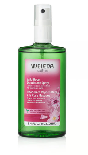 Weleda Wild Rose deodorant spray with luxurious odor protection without aluminum.