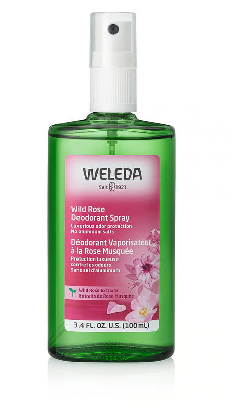 Weleda Wild Rose deodorant spray with luxurious odor protection without aluminum.