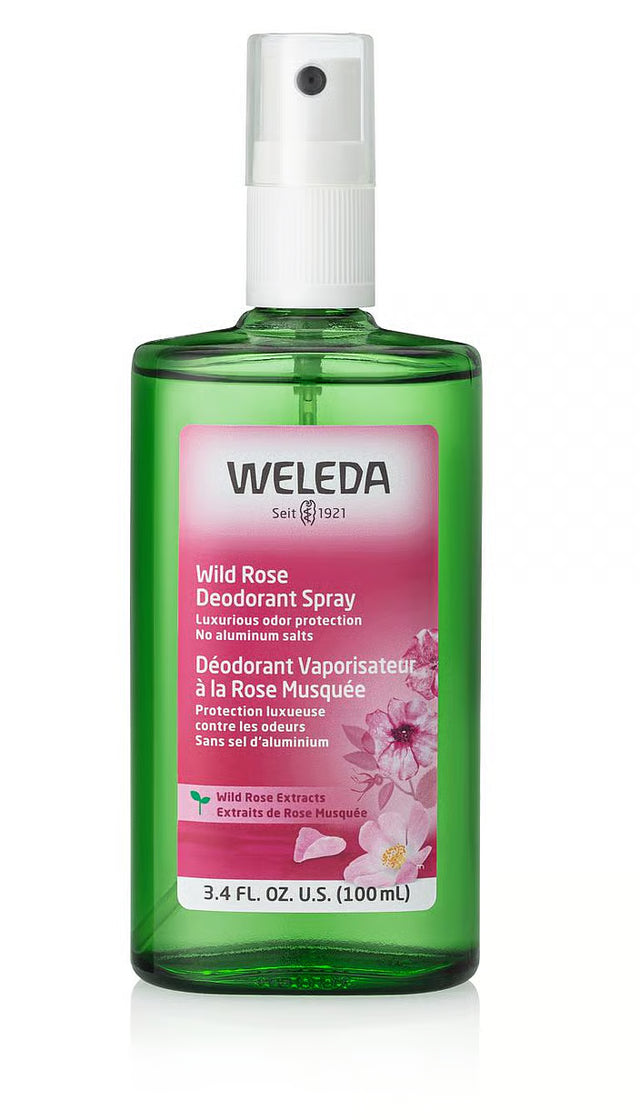 Weleda Wild Rose deodorant spray with luxurious odor protection without aluminum.