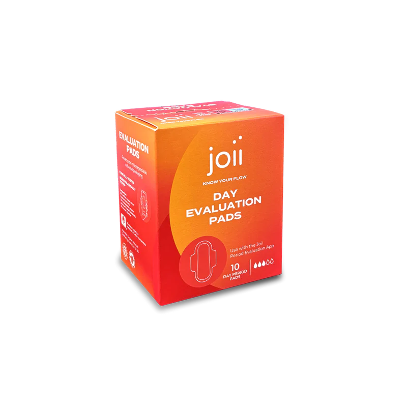Joii 10-pack of day evaluation period pads for app-integrated flow tracking.