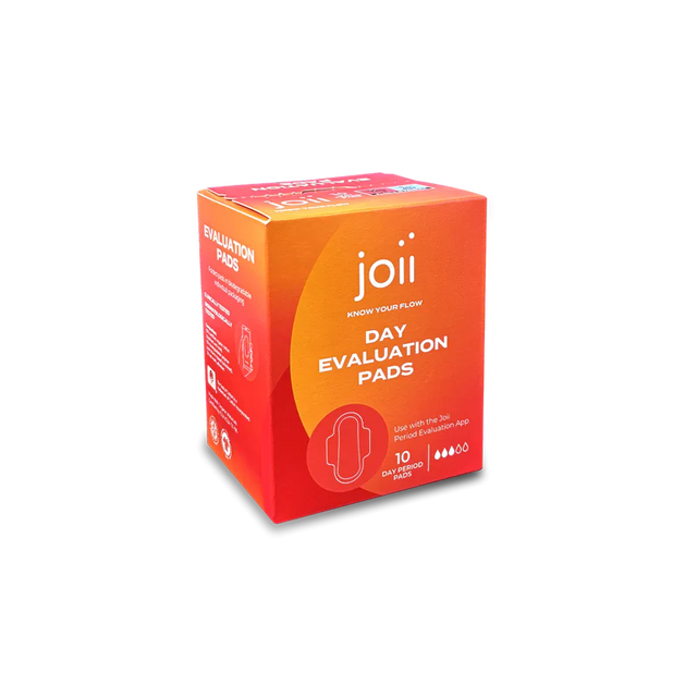 Joii 10-pack of day evaluation period pads for app-integrated flow tracking.