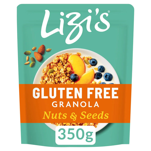 Lizi's Gluten Free Nuts and Seeds Granola 350g packaging pouch.