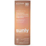 ATTITUDE Sunly SPF 30 unscented tinted mineral sunscreen face stick in plastic-free packaging, 20g.