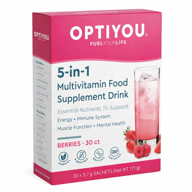 Oxylent Multivitamin Sparkling Berries sachets for energy immunity and hydration 30 pack sugar free.