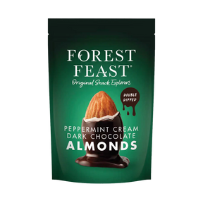 Forest Feast Peppermint Cream Dark Chocolate Almonds pouch.