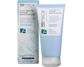 Sea Magik Flat Matte Epsom Moisturiser with soothing aloe and seaweed.
