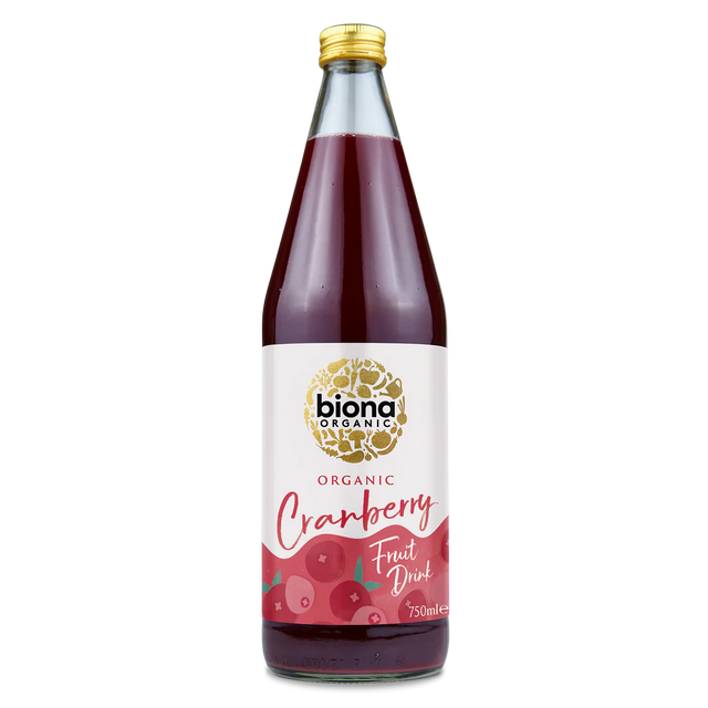Biona Organic Cranberry Fruit Drink, 750ml bottle.