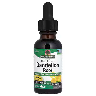 Nature's Answer Dandelion Root alcohol-free liquid extract 2000mg for liver health and digestion support.