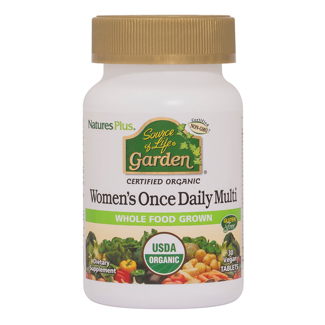 Nature's Plus Source of Life Garden Organic Women's Daily tablets whole food multivitamin for female health 30 tablets.