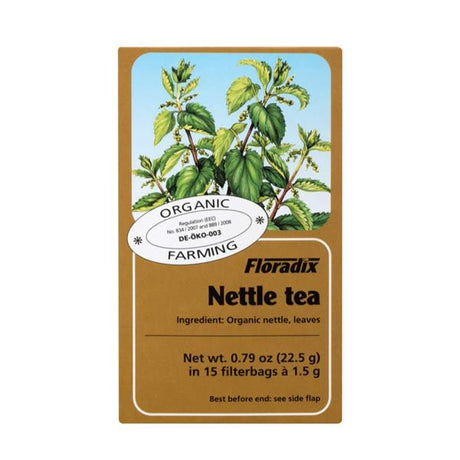 Salus-Haus Floradix Organic Nettle herbal tea bags for detoxification and natural vitality 15 bags pack.