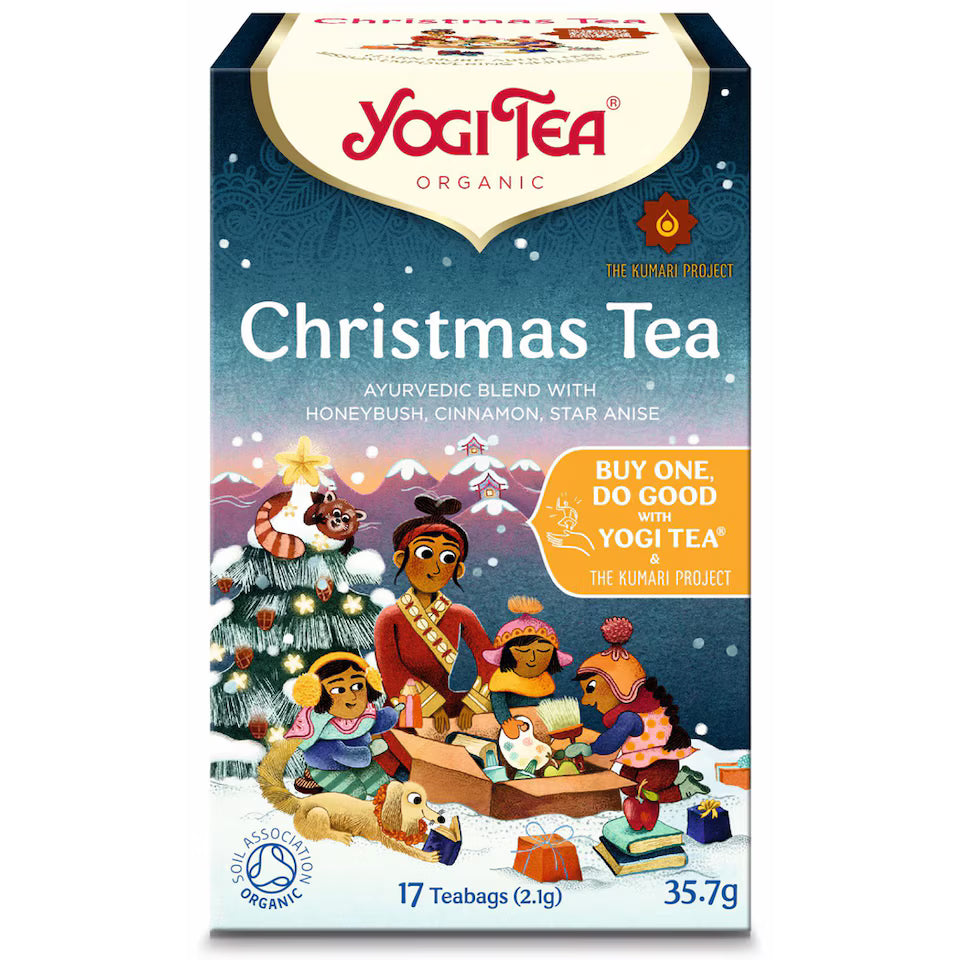 Yogi Tea Christmas Tea 17 organic teabags with Cinnamon Cloves and Star Anise for festive winter wellness support.