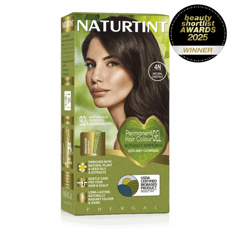 Naturtint 4N Natural Chestnut permanent hair color gel award-winning box.