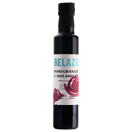 Belazu Pomegranate Molasses, a rich, vibrant, and tangy syrup from Turkey with a balanced sweetness, perfect for finishing and glazing.